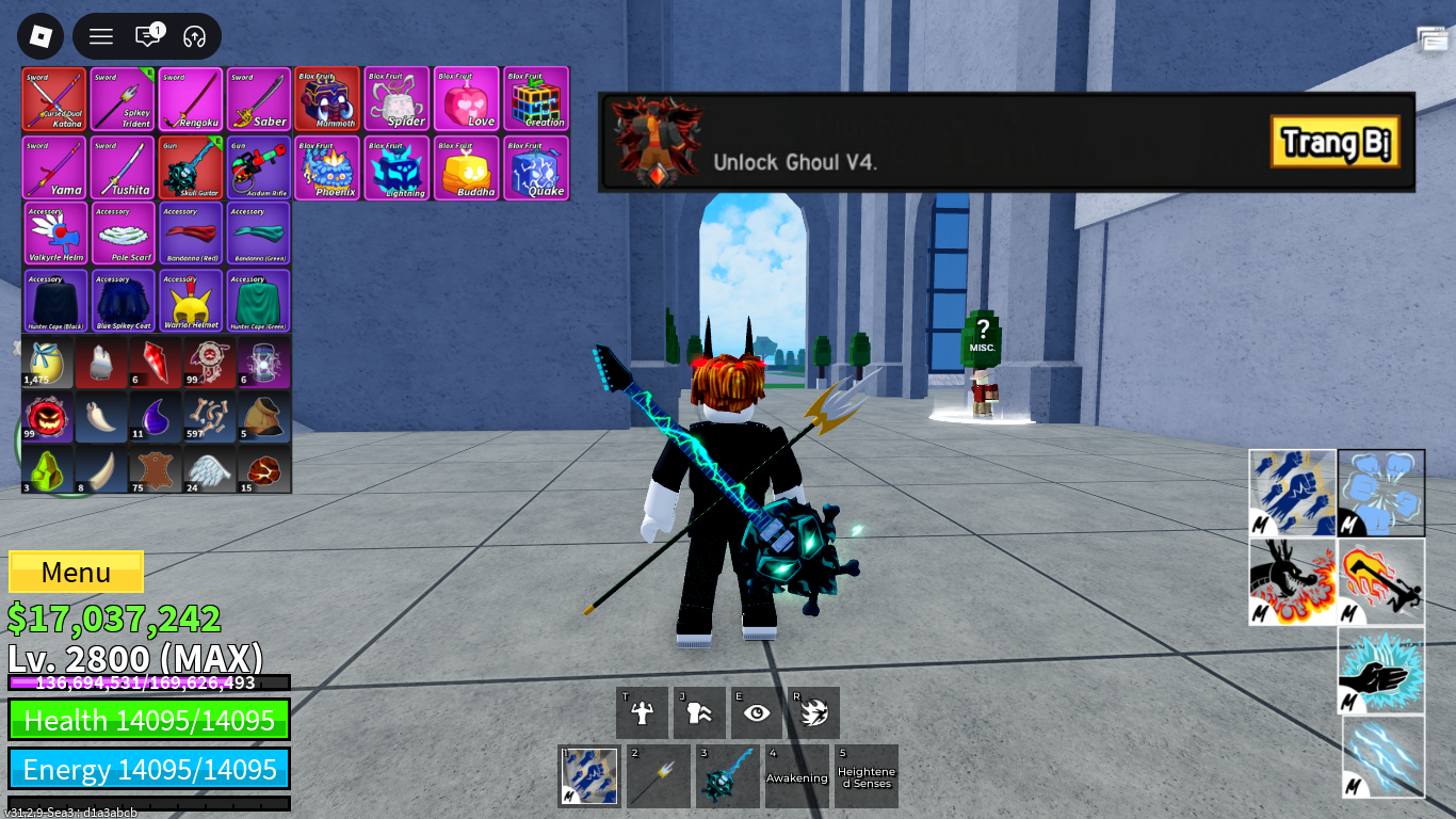Ghoul V4 Full Gear - Voi, Lightning rương - Song Kiếm - Skull Guitar